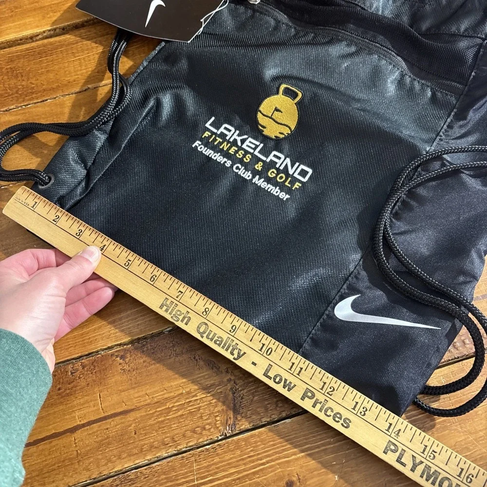 Nike Drawstring Bag Black Lakeland‎ Fitness Golf Founders Club Woodruff, WI NEW